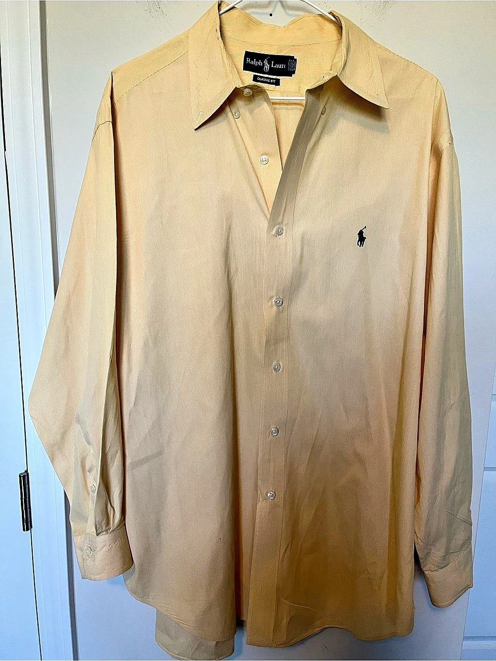 Ralph Lauren Classic Fit Striped Button Down in Yellow Like New